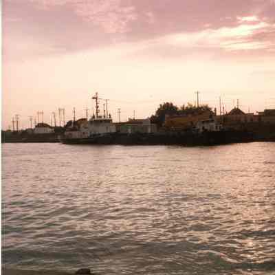 USCGC Bristol Bay and construction barge