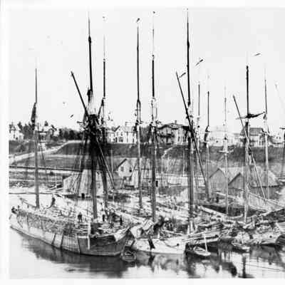 six ships at anchor at Charlevoix MI, 1899