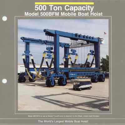 500 ton capacity model 500BFM mobile boat hoist
