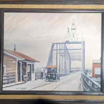 Railroad Bridge Framed Painting