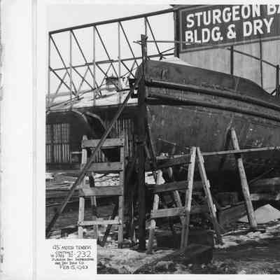 45' motor tender under construction at Sturgeon Bay Shipbuilding and Drydock Company February 15, 1943