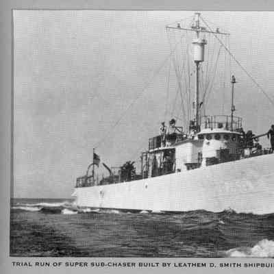 Trial run of super sub-chaser 1943