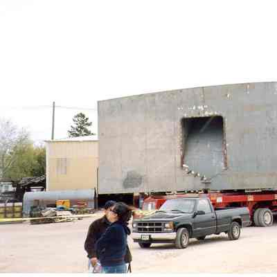 Prefab bow section of oil barge at Bay Shipbuilding 2007