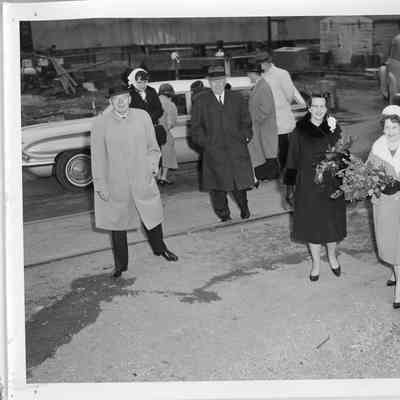 Captain John Roen and 8 other people at launching of the Massachusetts November 17, 1962