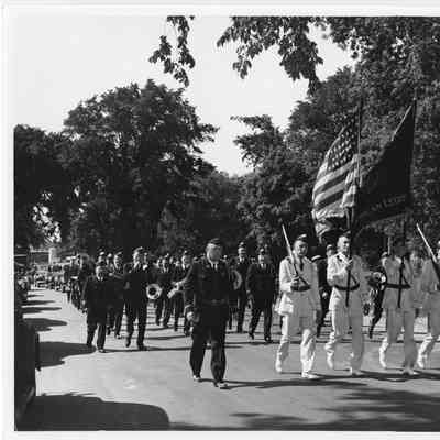 American Legion Color Guard and band at Pontotoc launching