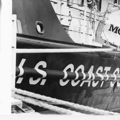 Close up of USCGC Mobile Bay at anchor 1997