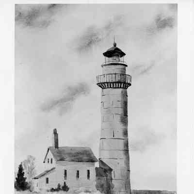 Photograph of painting of Cana Island Lighthouse