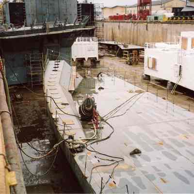 Oil barge being built at Bay Shipbuilding 2008
