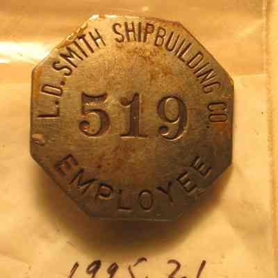 Leathem D. Smith Shipbuilding Co. Employee Badge