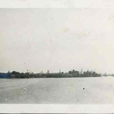 Shoreline of industrial area