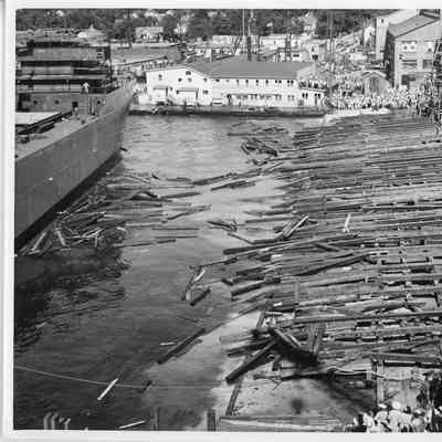 View of skids after the launching of the Pontotoc