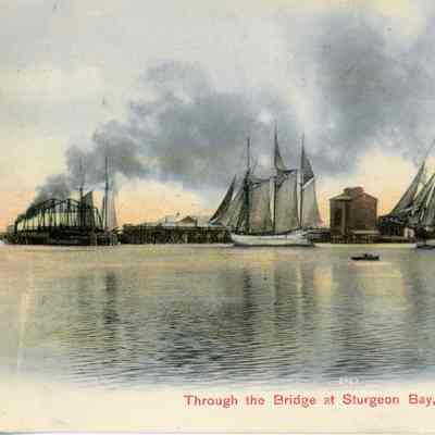 Schooners through the bridge at Sturgeon Bay