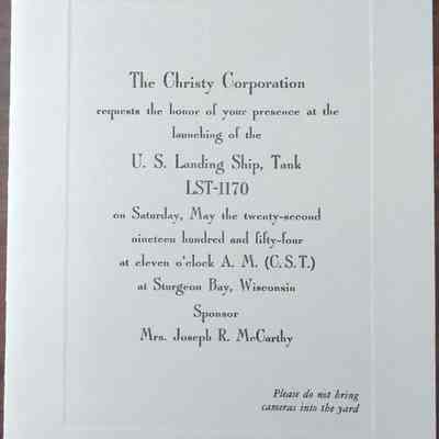 Invitation to the Launching of LST 1170