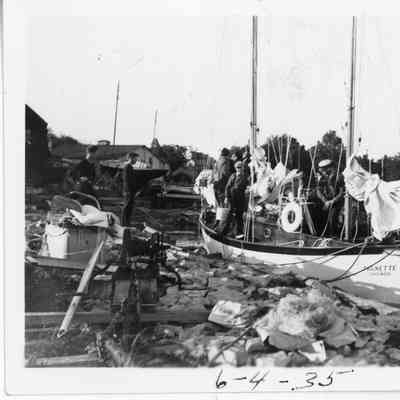 Sailboat Paunette docked at Peterson Boat Works June 4, 1935