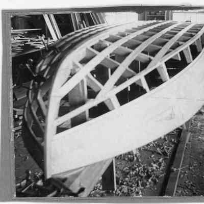 Rowboat under construction at Sturgeon Bay Boat Works