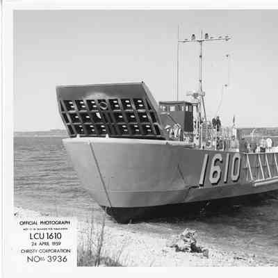 LCU-1610 in water pulling into shore April 24, 1959