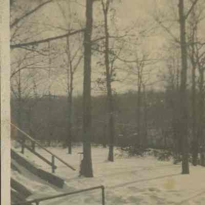 Bottom of ski slide in winter