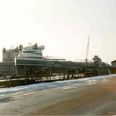 Wilfred Sykes in graving dock at Bay Shipbuilding 1992