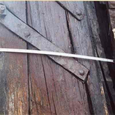Alvin Clark close-up view of stem rabbet on port side 1994