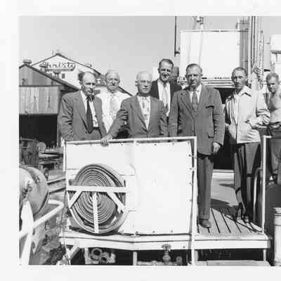 C. Ray Christianson and group at christening of Chicago Fireboat 1949