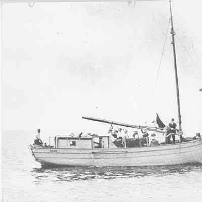 Vessel Rose underway with people on board