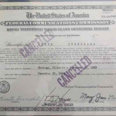 Radio Telephone Third Class Operators Permit