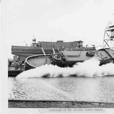 Launching of the fire boat Joseph Medill 1949