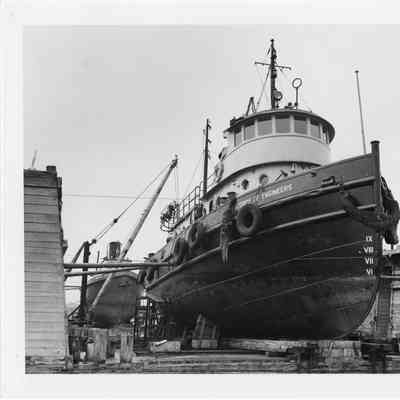 Corps of Engineers vessel in drydock