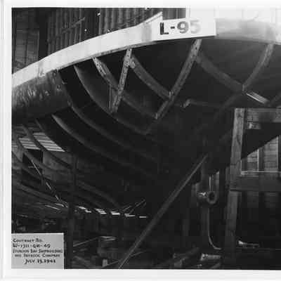 Distribution Box Boat L-95 under construction at Sturgeon Bay Shipbuilding and Dry Dock Co. July 15, 1941