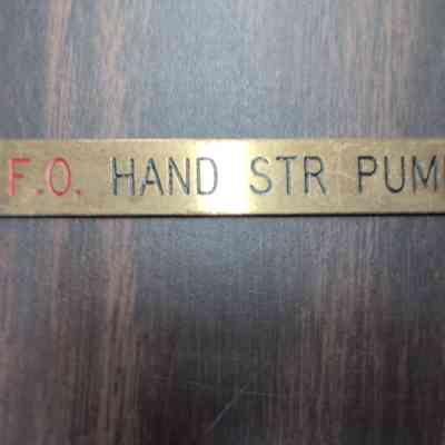 F.O. Hand STR Pump Nameplate