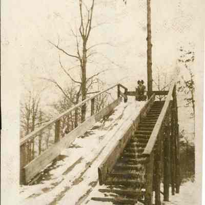 Person at top of sled run