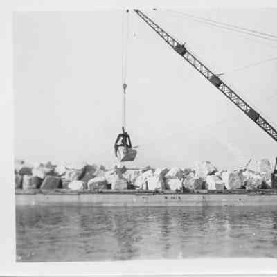 Barge Transport with crane loading stone