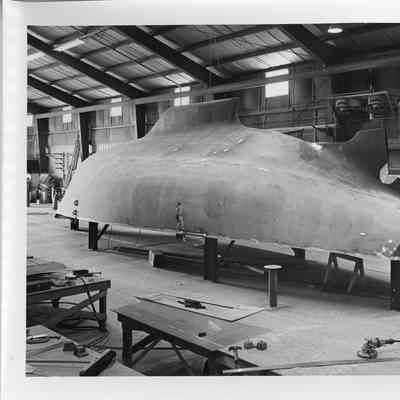 Hull of Kittyhawk turned upside down during construction
