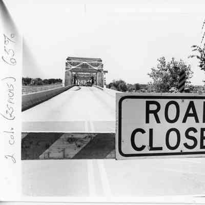 Road Closed sign on Michigan street bridge