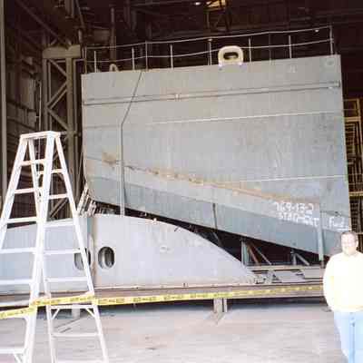 Module being welded together in the fab shop at Bay Shipbuilding 2007