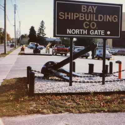 Front gate sign for Bay Shipbuilding 1993