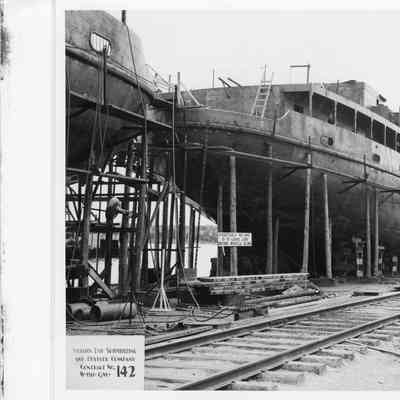 Sturgeon Bay Shipbuilding and Drydock Company Hull 135 in scaffolding July 1, 1942