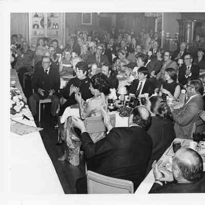 Crowd applauding at C. Ray Christianson's Testimonial Dinner 1971