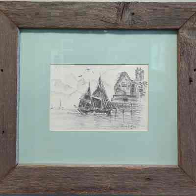 Framed Drawing of a Schooner