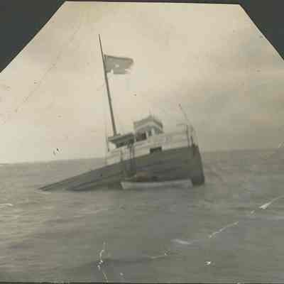 Bow of vessel sticking above water