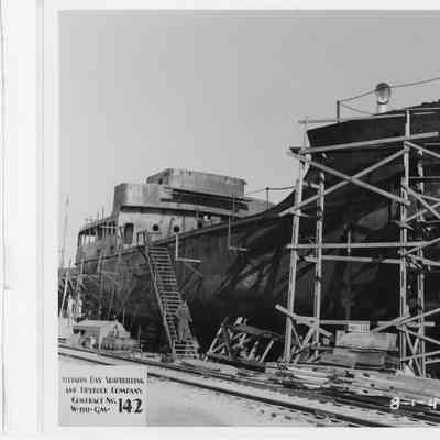 Sturgeon Bay Shipbuilding and Drydock Company Hull 135 in scaffolding August 1, 1942