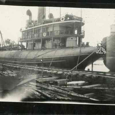 Whaleback freighter Clifton at Sturgeon Bay shipyard 1924