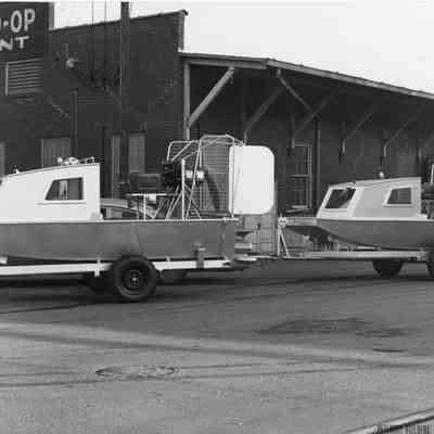 Pair of DNR air boats parked on trailers