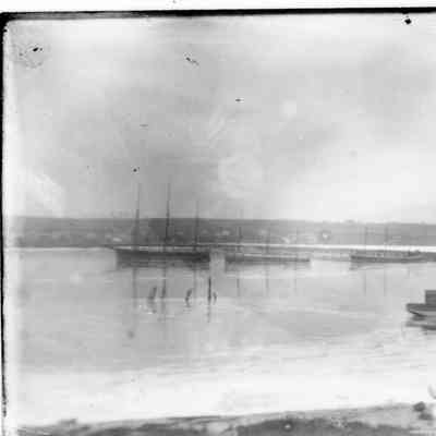 Three three masted ships at anchor in Sturgeon Bay