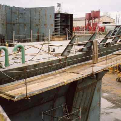 Bow module for oil barge being built at Bay Shipbuilding 2008