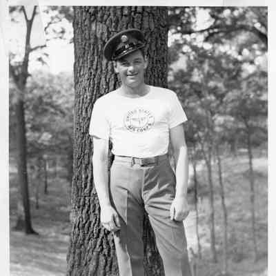 Wallace Oram in front of tree