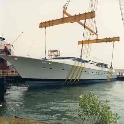 Time in water in graving dock at Bay Shipbuilding Co.