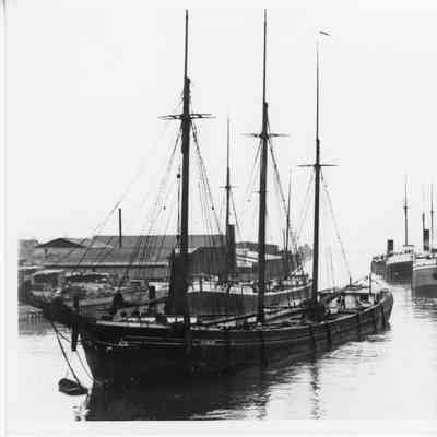 Schooner H.A. Hawgood in river
