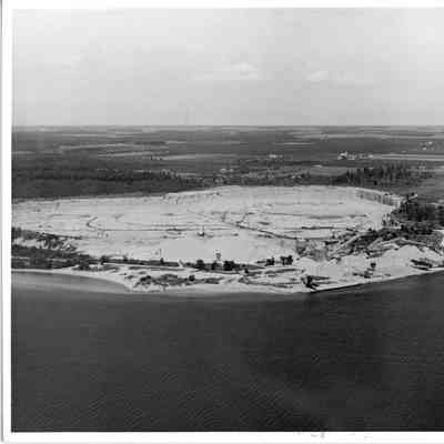 Aerial view of stone quarry