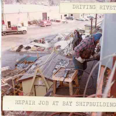 Driving rivet at Bay shipyard 1982